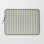 Classic Double Stripe Pattern in Pale Gray and Sage Green Laptop Sleeve Gallery Image 1