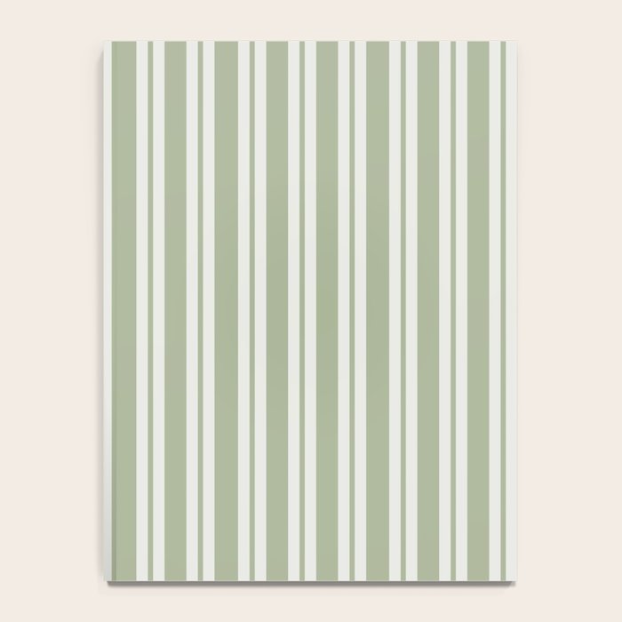 Classic Double Stripe Pattern in Pale Gray and Sage Green Notebook Gallery Image 4