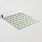 Classic Double Stripe Pattern in Pale Gray and Sage Green Yoga Mat Gallery Image 2
