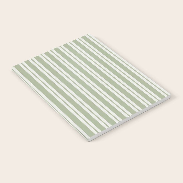 Classic Double Stripe Pattern in Pale Gray and Sage Green Notebook Gallery Image 1