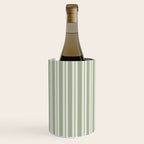 Classic Double Stripe Pattern in Pale Gray and Sage Green Wine Chiller Gallery Image 2