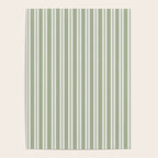 Classic Double Stripe Pattern in Pale Gray and Sage Green Poster Gallery Image 4