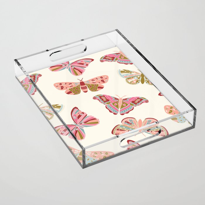 Vintage Butterflies - pattern Acrylic Tray Gallery Image 1