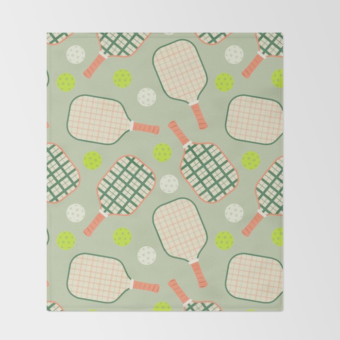 Retro Pickleball Pattern Throw Blanket Gallery Image 2