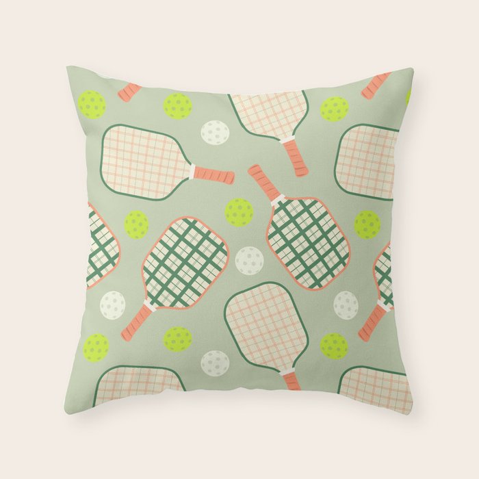 Retro Pickleball Pattern Throw Pillow Gallery Image 6
