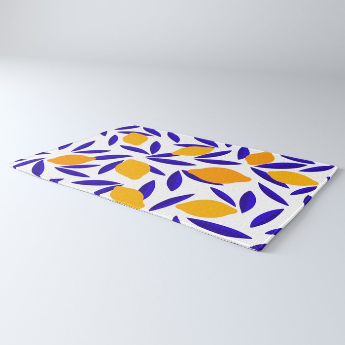Blue and yellow Lemon Summery Pattern Rug Gallery Image 3