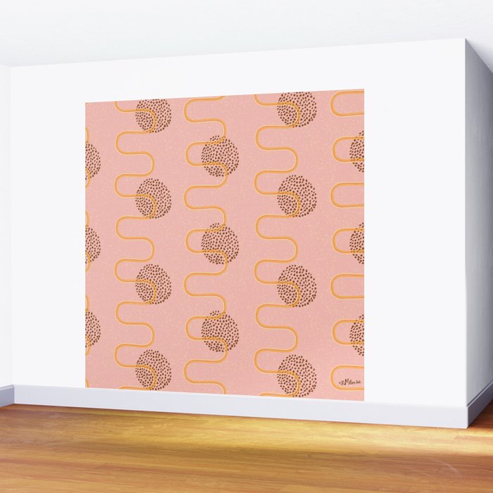 Abstract Fields in Peach Pink & Brown Wall Mural Gallery Image 2