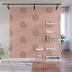 Abstract Fields in Peach Pink & Brown Wall Mural Gallery Image 1