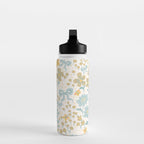 Vintage Floral Butterfly Pattern  Blue Yellow Pastel Garden with Bows and Blossoms Water Bottle Gallery Image 3