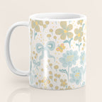 Vintage Floral Butterfly Pattern  Blue Yellow Pastel Garden with Bows and Blossoms Coffee Mug Gallery Image 3