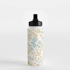 Vintage Floral Butterfly Pattern  Blue Yellow Pastel Garden with Bows and Blossoms Water Bottle Gallery Image 2