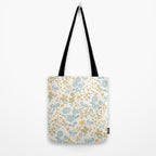 Vintage Floral Butterfly Pattern  Blue Yellow Pastel Garden with Bows and Blossoms Tote Bag Gallery Image 2