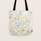 Vintage Floral Butterfly Pattern  Blue Yellow Pastel Garden with Bows and Blossoms Tote Bag Gallery Image 1