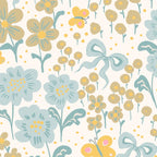 Vintage Floral Butterfly Pattern  Blue Yellow Pastel Garden with Bows and Blossoms Coffee Mug Gallery Image 2