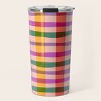 Wobbly Colorful Gingham Pattern Travel Mug Gallery Image 1