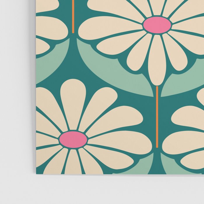 Flower Power - Teal, Pink and Off-white Poster Gallery Image 3