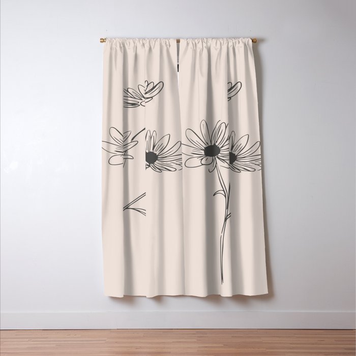 Minimal Line Art Flowers 6 Window Curtain Gallery Image 3