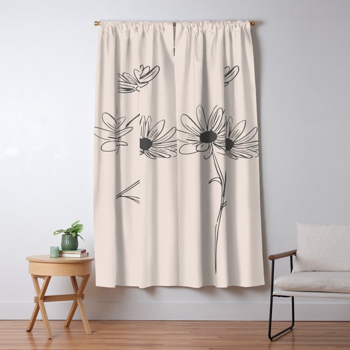 Minimal Line Art Flowers 6 Window Curtain Gallery Image 5