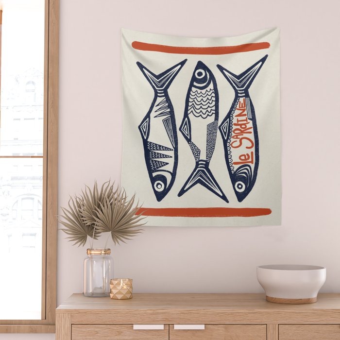 Le Sardine Retro Inspired Art Print Wall Tapestry Gallery Image 2
