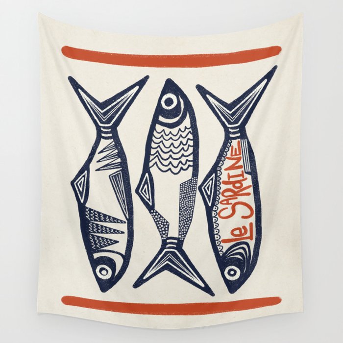 Le Sardine Retro Inspired Art Print Wall Tapestry Gallery Image 1
