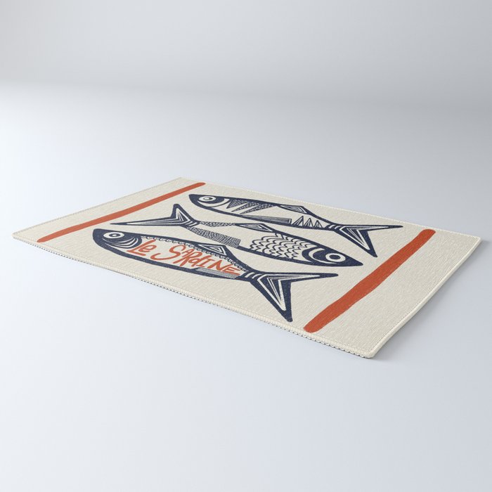 Le Sardine Retro Inspired Art Print Rug Gallery Image 3