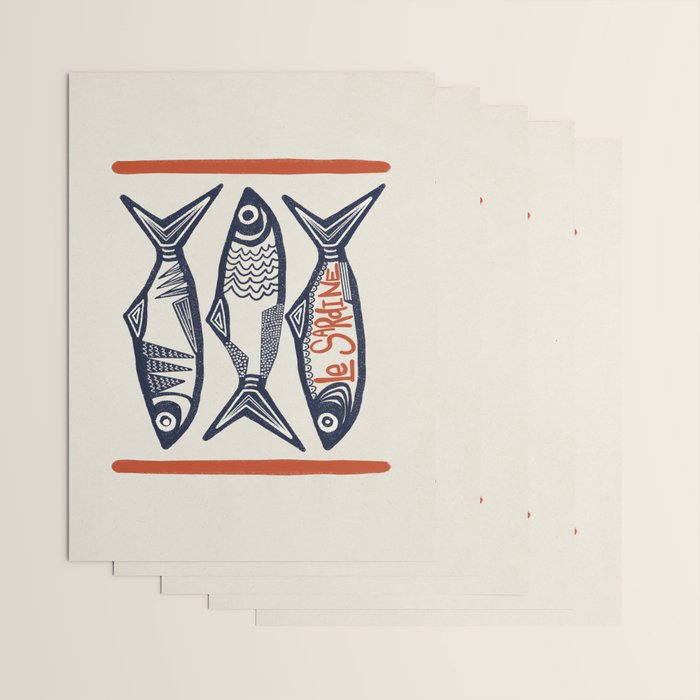 Le Sardine Retro Inspired Art Print Wrapping Paper Gallery Image 3
