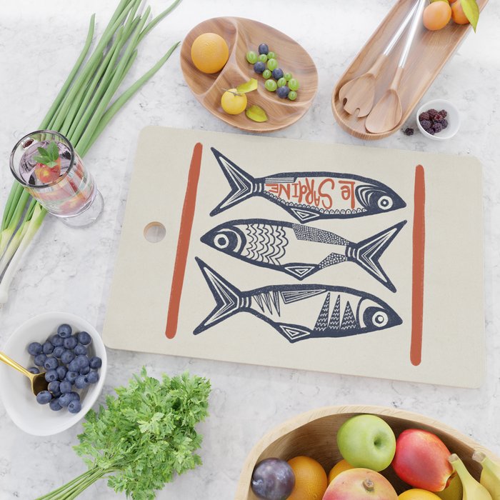 Le Sardine Retro Inspired Art Print Cutting Board Gallery Image 2