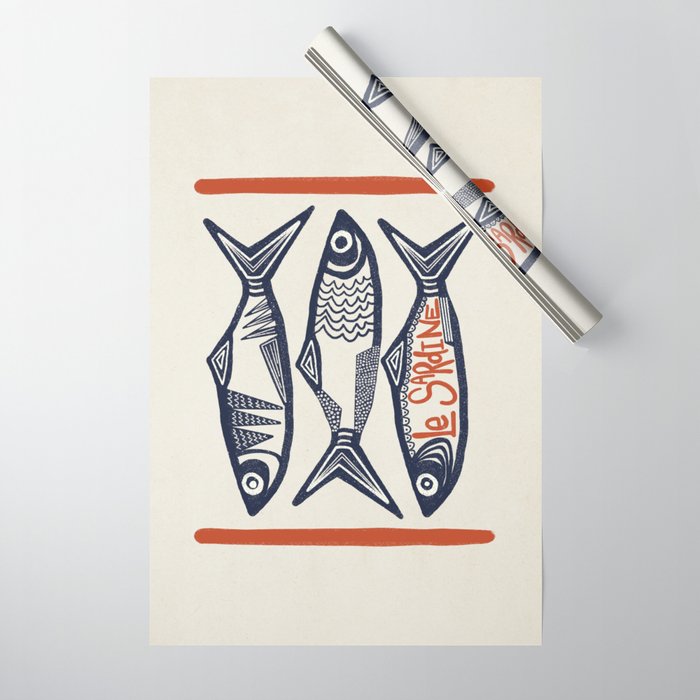 Le Sardine Retro Inspired Art Print Wrapping Paper Gallery Image 1