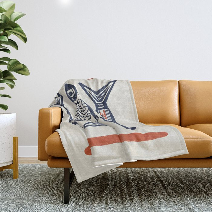 Le Sardine Retro Inspired Art Print Throw Blanket Gallery Image 1