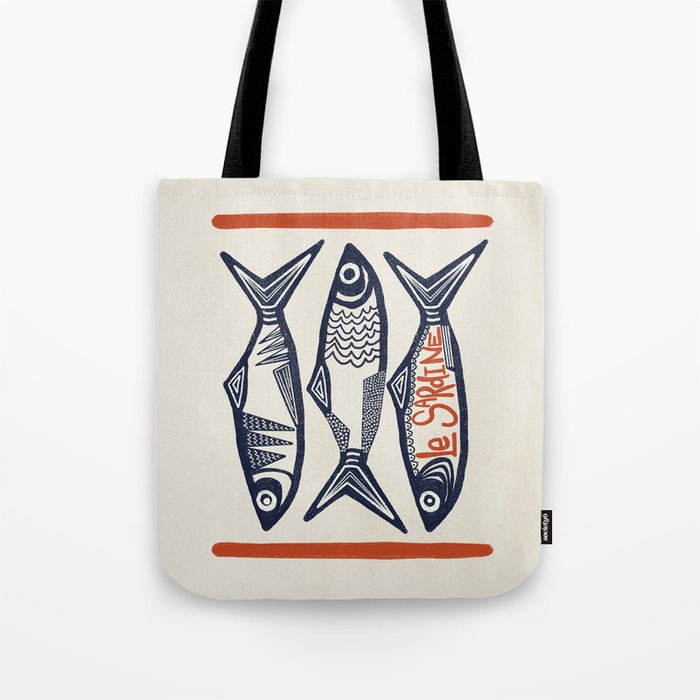 Le Sardine Retro Inspired Art Print Tote Bag