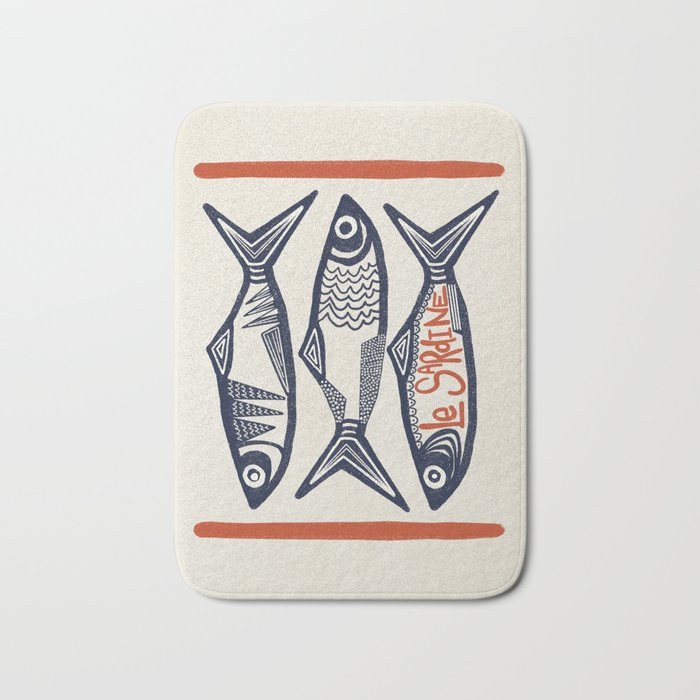 Le Sardine Retro Inspired Art Print Bath Mat Gallery Image 1