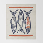 Le Sardine Retro Inspired Art Print Throw Blanket Gallery Image 2