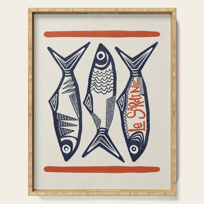 Le Sardine Retro Inspired Art Print Serving Tray Gallery Image 1