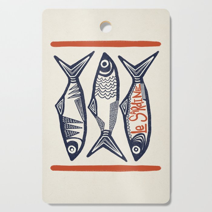 Le Sardine Retro Inspired Art Print Cutting Board Gallery Image 1