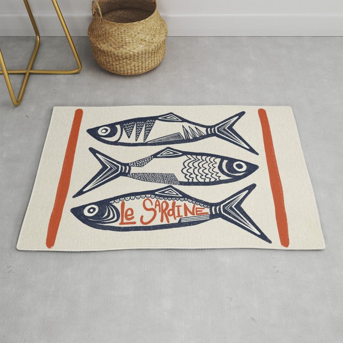 Le Sardine Retro Inspired Art Print Rug Gallery Image 1