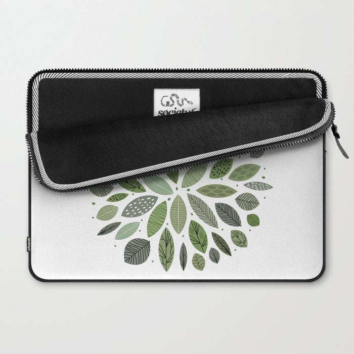 Mid-Century Green Leaves Laptop Sleeve Gallery Image 2