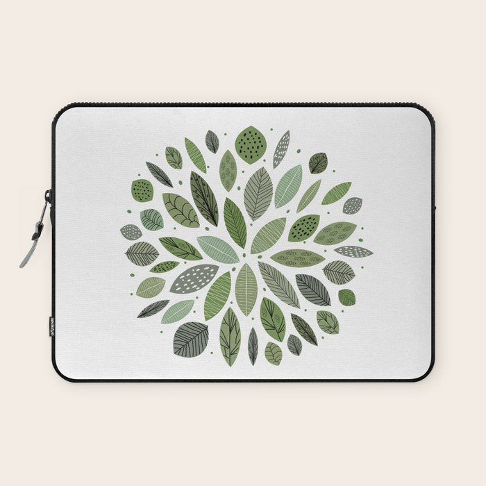 Mid-Century Green Leaves Laptop Sleeve Gallery Image 1