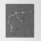 Aquarius Zodiac Star Constellation Line Art Grey Throw Blanket Gallery Image 2
