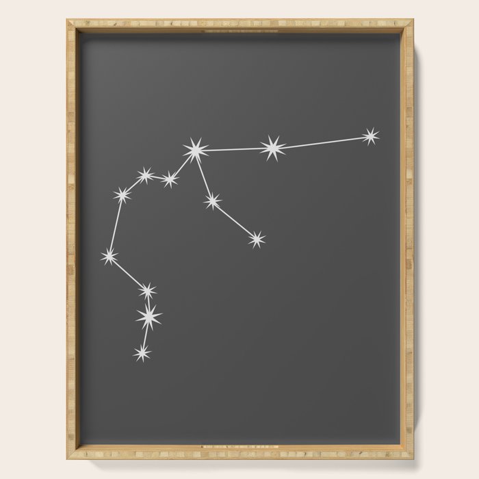 Aquarius Zodiac Star Constellation Line Art Grey Serving Tray Gallery Image 1