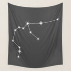 Aquarius Zodiac Star Constellation Line Art Grey Wall Tapestry Gallery Image 4