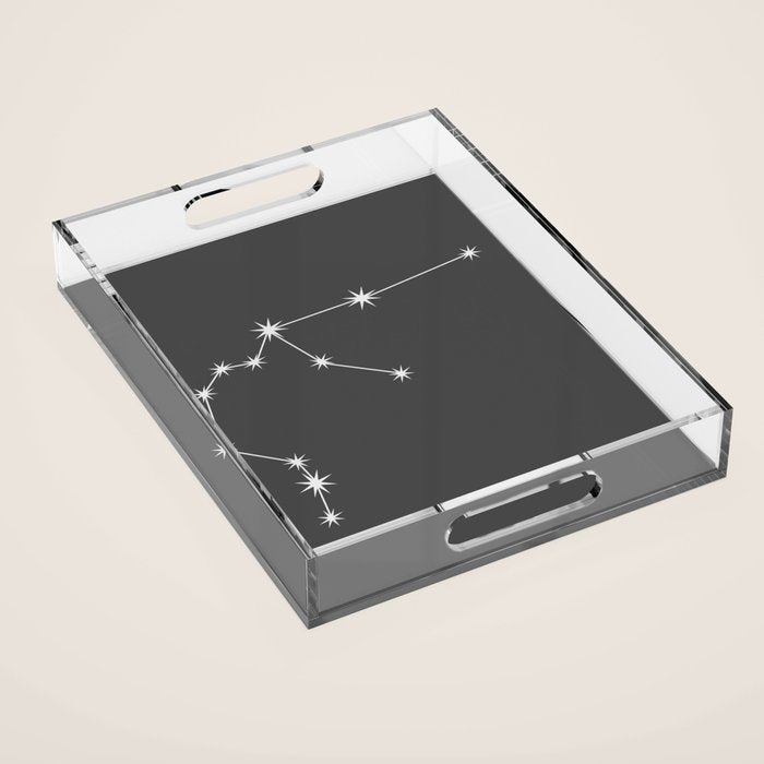 Aquarius Zodiac Star Constellation Line Art Grey Acrylic Tray Gallery Image 1
