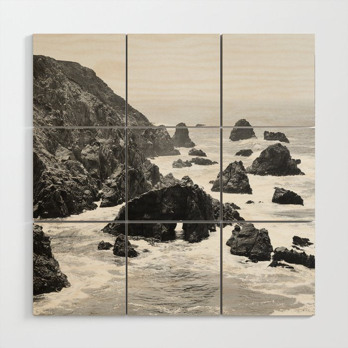 Bodega Bay in Black-and-White Wood Wall Art Gallery Image 1