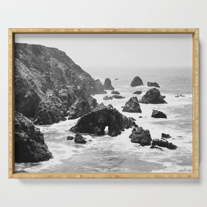 Bodega Bay in Black-and-White Serving Tray Gallery Image 1