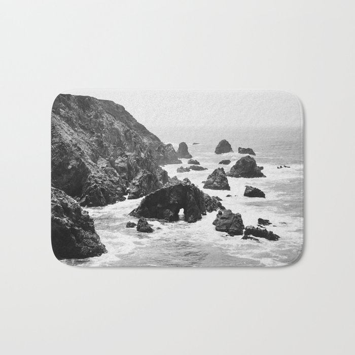 Bodega Bay in Black-and-White Bath Mat Gallery Image 1