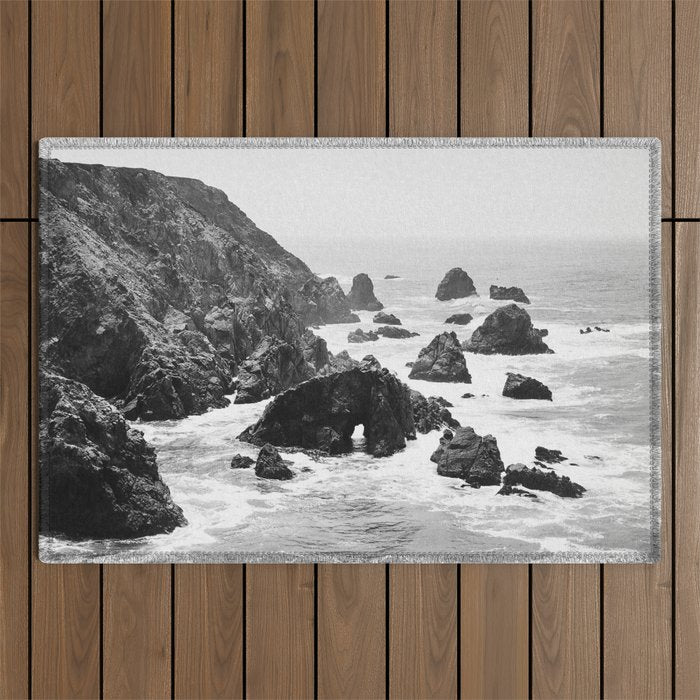Bodega Bay in Black-and-White Outdoor Rug Gallery Image 1