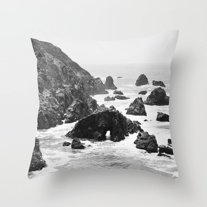 Bodega Bay in Black-and-White Throw Pillow Gallery Image 6