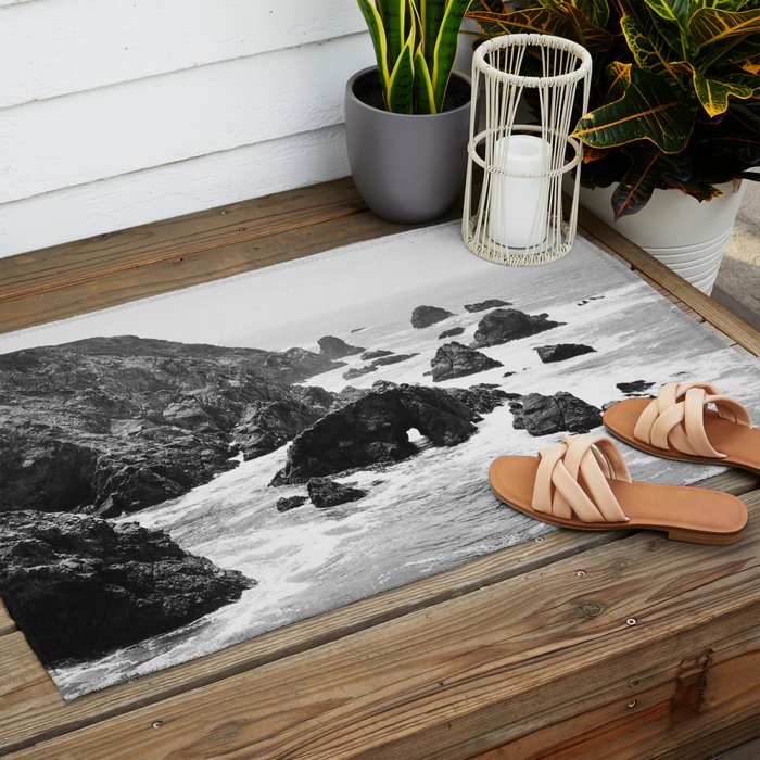 Bodega Bay in Black-and-White Outdoor Rug Gallery Image 2