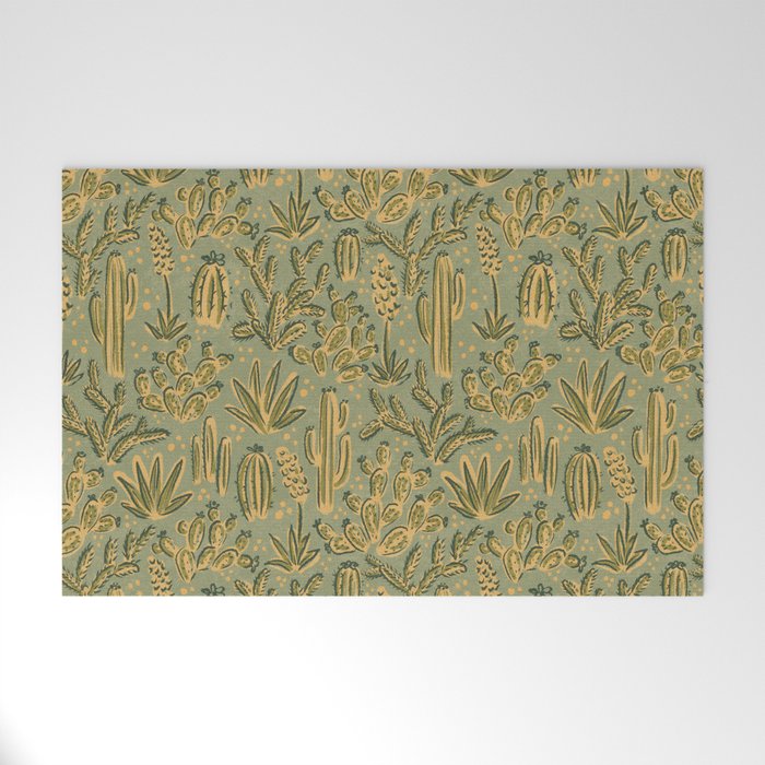 Cactus Desert - green and gold Welcome Mat Gallery Image 1