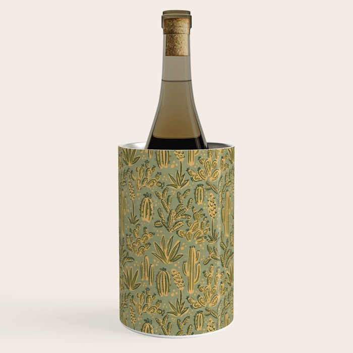 Cactus Desert - green and gold Wine Chiller Gallery Image 3