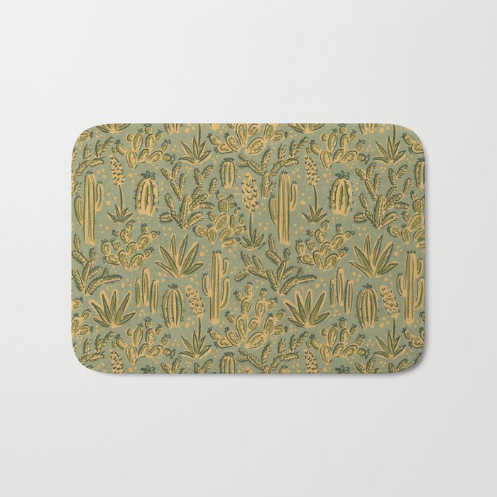 Cactus Desert - green and gold Bath Mat Gallery Image 1